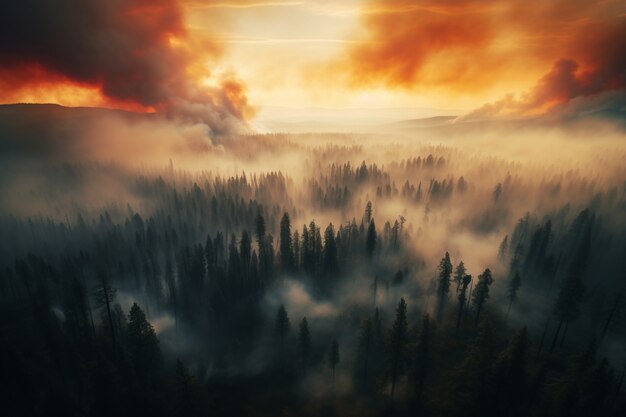 view of wildfire burning nature
