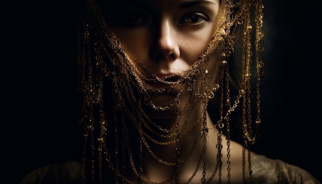 wet beauty looking at camera with elegance generated by ai