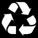 Recycle driehoekige teken van drie roterende pijlen in een vierkant