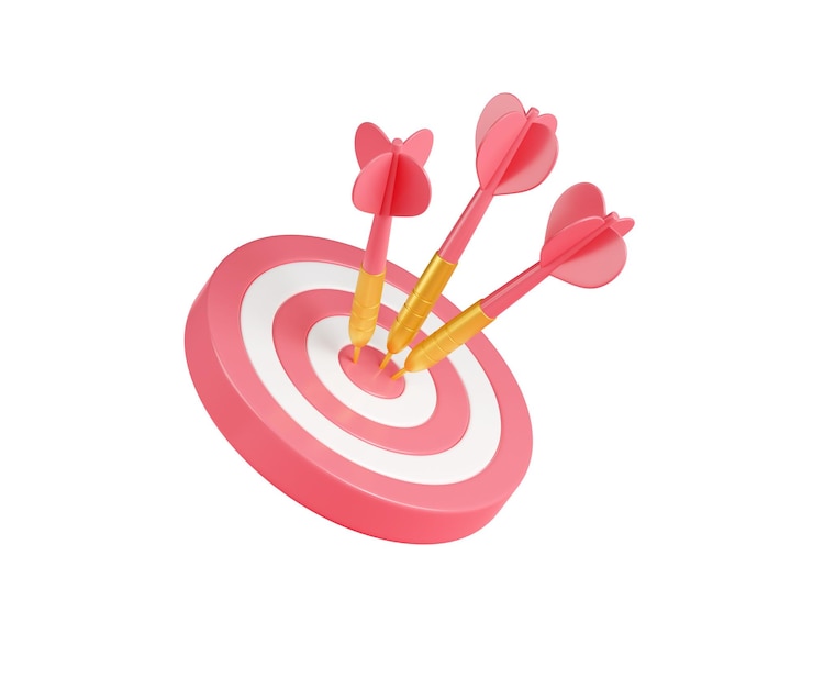 Ilmainen Kuva 3d circle target board with darts in bullseye