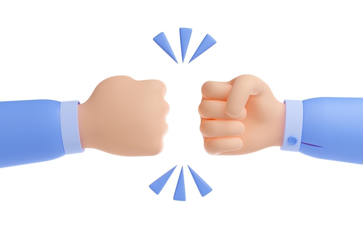 Ilmainen Kuva 3d render hands giving fist bump business concept