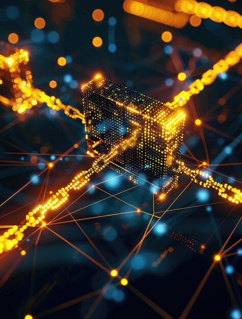 3d  rendering of blockchain technology