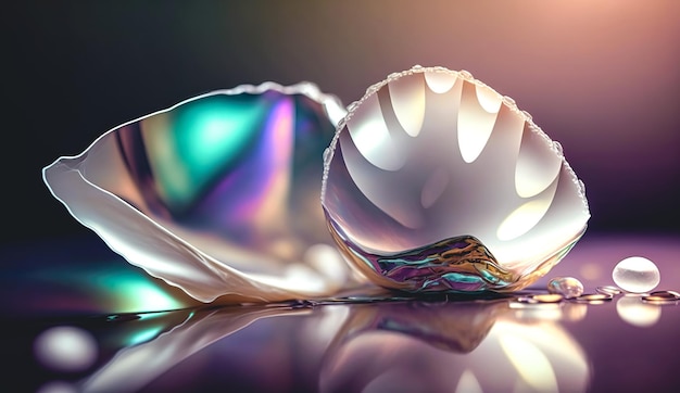 abstract background seashell with pearls generative ai