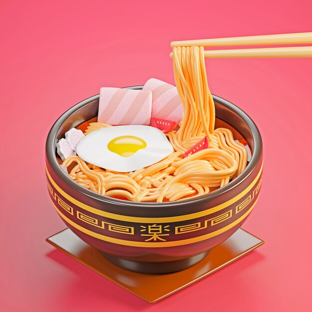 delicious ramen with chopsticks arrangement