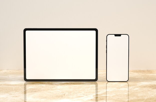 devices on marble table