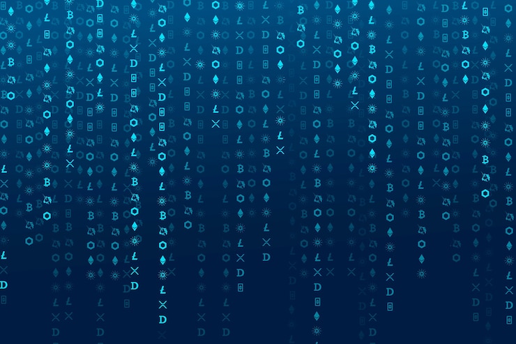 Ilmainen Kuva kryptovaluutan koodaus digitaalinen sininen tausta avoimen lähdekoodin lohkoketjukonsepti