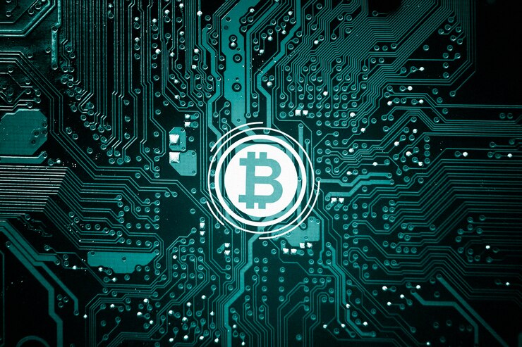 Ilmainen Kuva kryptovaluuttakonsepti bitcoinilla