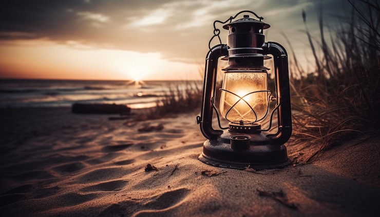Ilmainen Kuva old lantern glowing in tranquil winter sunlight generated by ai