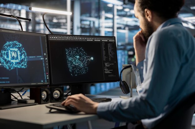 Software developer overseeing server clusters doing data intensive operations