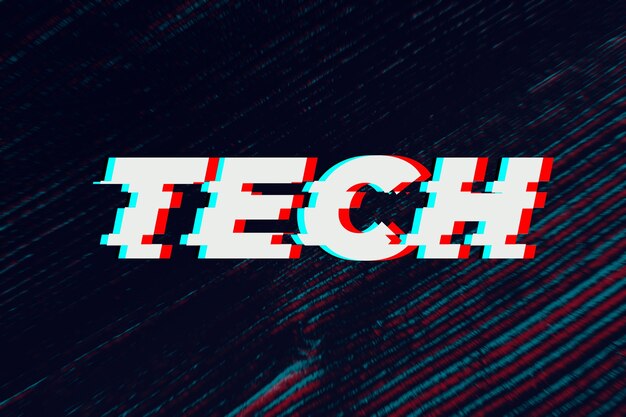 tech glitch typography on black background