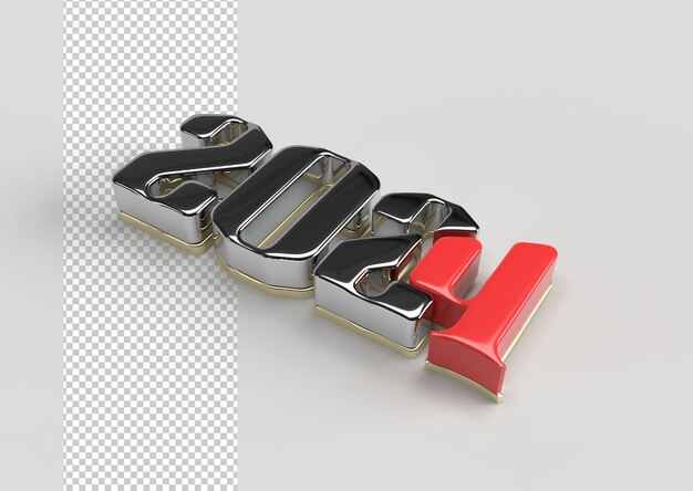 2024 Happy New Year Metal Lettering Typographical Transparent Psd