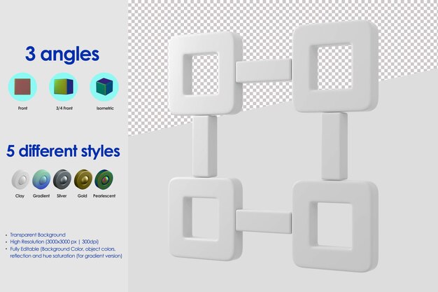 3D connect points icon
