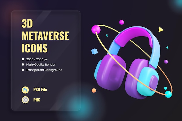3D Icon Illustration Headphone Audio Technology