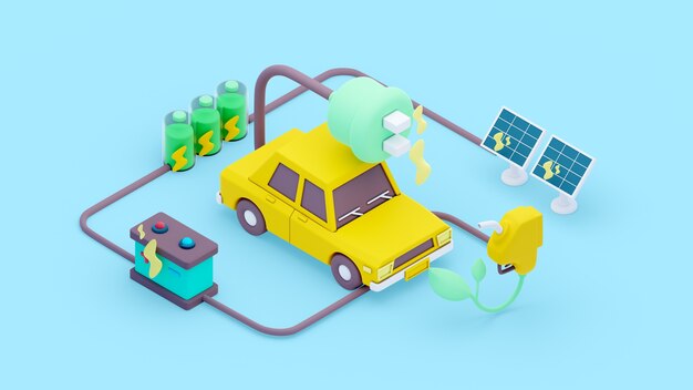3d rendering of  isometric ecologic concept