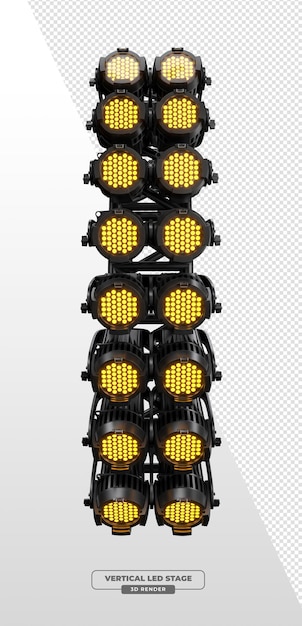 Angled DualColumn Truss Tower with Amber LED Stage Spotlights in 3D Render