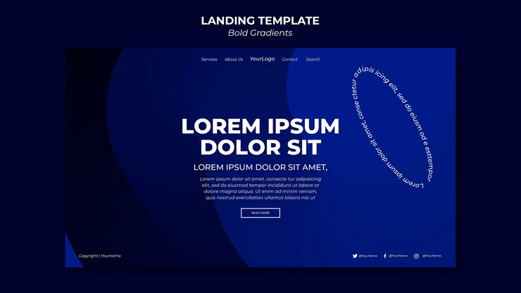 Ilmainen PSD bold gradients landing page