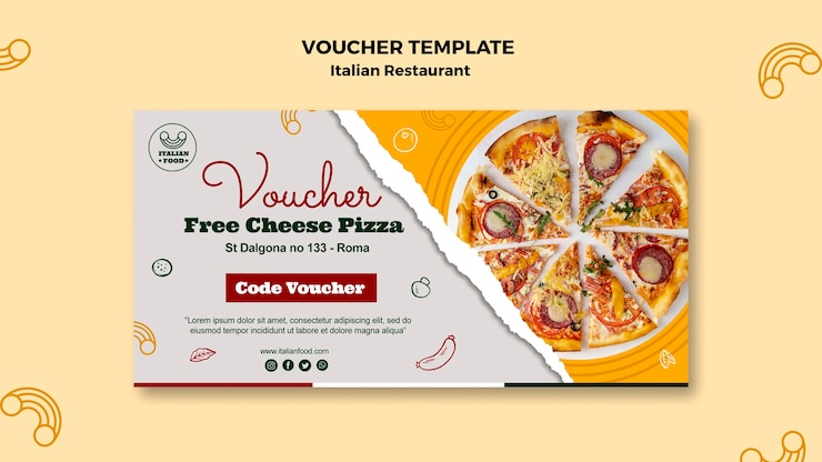 Ilmainen PSD italian restaurant voucher with pizza