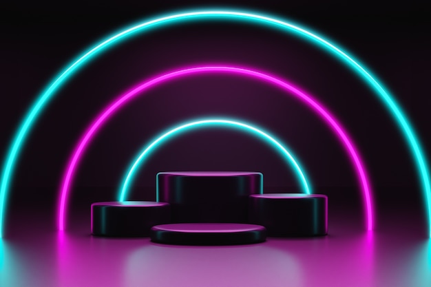 Neon podium sales podium background