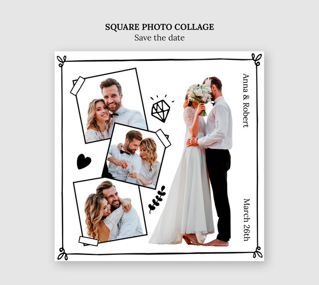 save the date collage template design