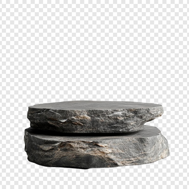 Ilmainen PSD stack of dark grey rocks natural stone platform for product display