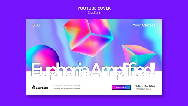 Youtube-kansikuvan mallipohja, jossa on gradientti