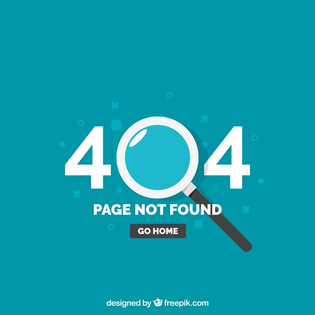 404 error template with magnifying glass in flat style
