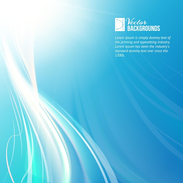 abstract background with waves and glow vector illustration on a blue background