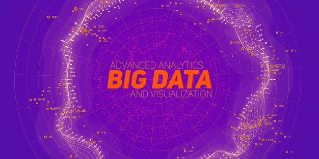 abstract big data visualization. Blue flow of data as numbers strings. Information code representation