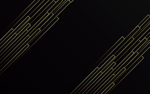 Abstract Gold light Lines Pipe speed zoom on black background technology