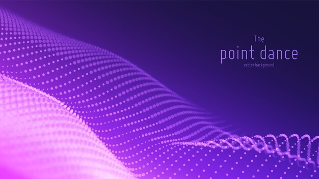 Abstract purple particle wave, points array, shallow depth of field. Technology digital background