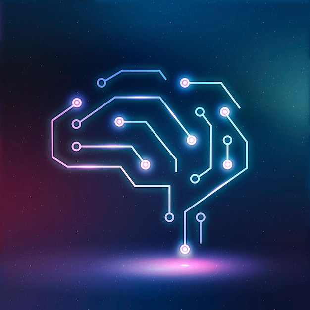 AI technology education icon vector neon digital graphic