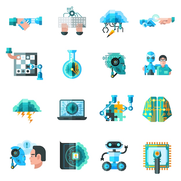 Artificial Intelligence Icons Set 