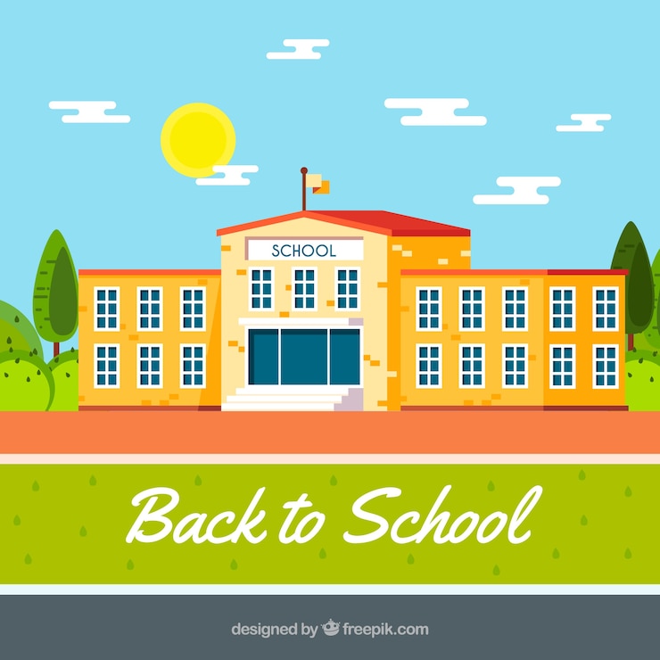 Ilmainen Vektori back to school background with building