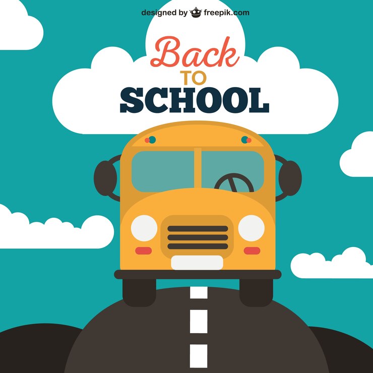 Ilmainen Vektori back to school background with yellow bus