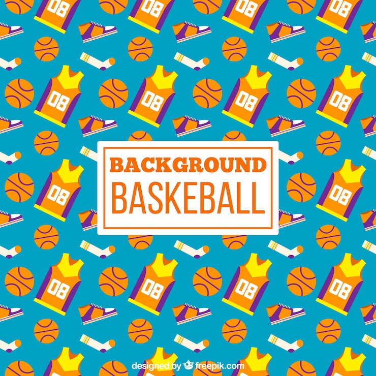 Ilmainen Vektori background of flat basketball elements