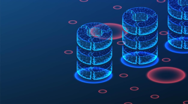 Big Data Access Storage concept Abstract Low Poly wireframe mesh design On dark blue background Vector Illustration