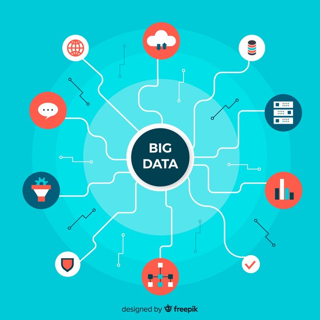 Big data background in flat style