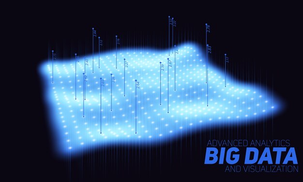 Big data blue plot visualization. Futuristic infographic. Information aesthetic design. Visual data complexity. Complex data threads graphic visualization.