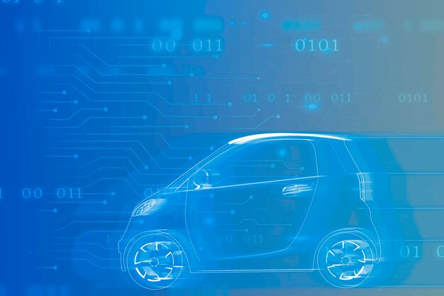 Blue compact hybrid car