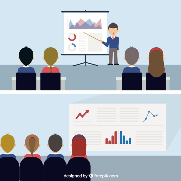 Businesspeople with statistical documents