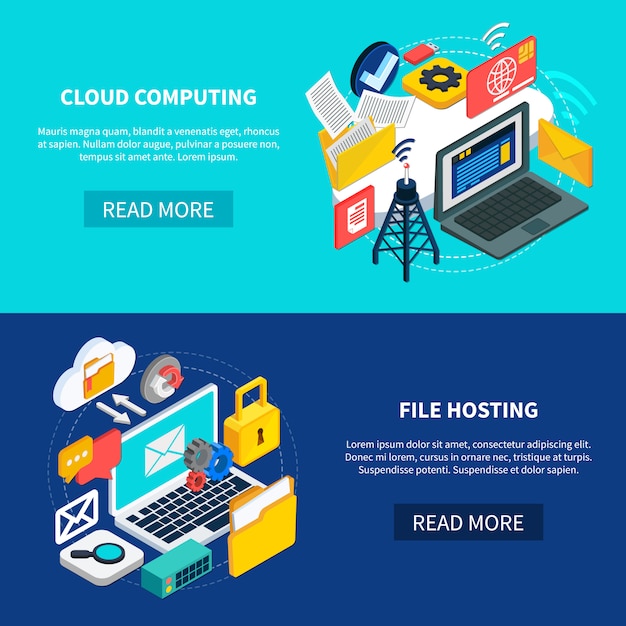 cloud computing and file hosting banners