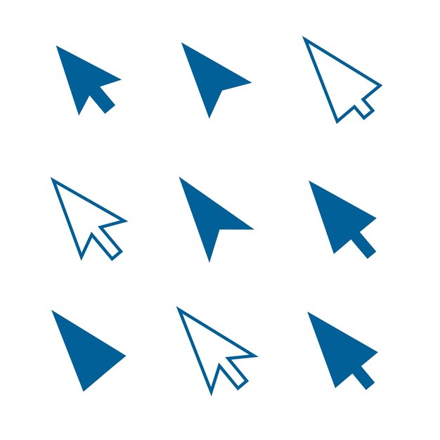 collection of flat mouse cursor pointer element sign design vector