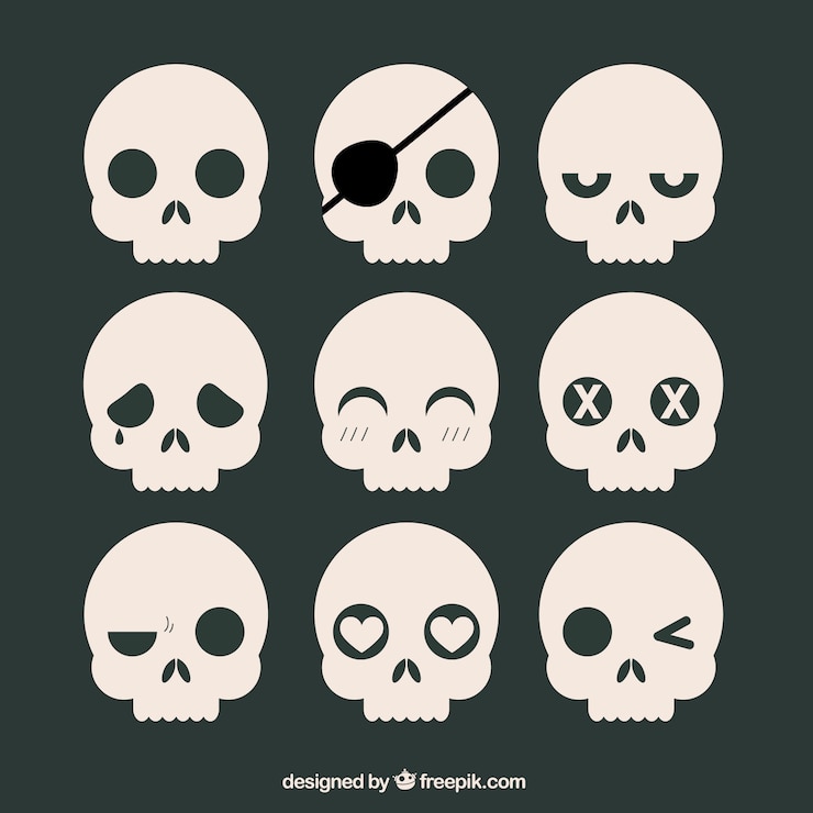 Ilmainen Vektori collection of skulls with expressions