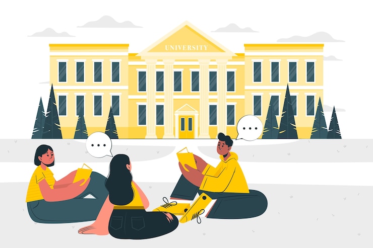 Ilmainen Vektori college campus concept illustration