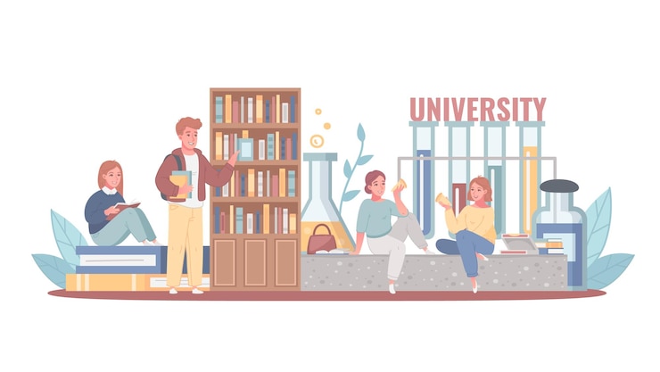 Ilmainen Vektori college university cartoon concept