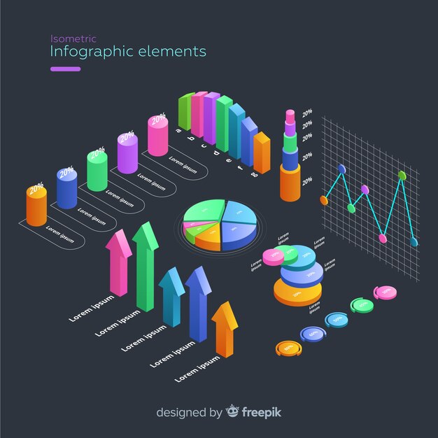 Colorful isometric infographics elements