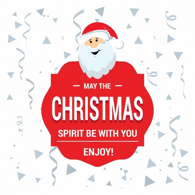 confetti background with red santa claus sticker