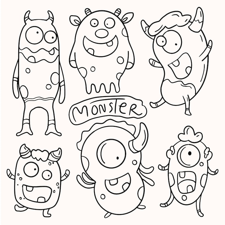 Ilmainen Vektori cute monster doodle illustration