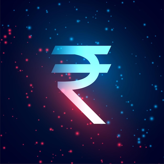 digital rupee with particles and light effect background