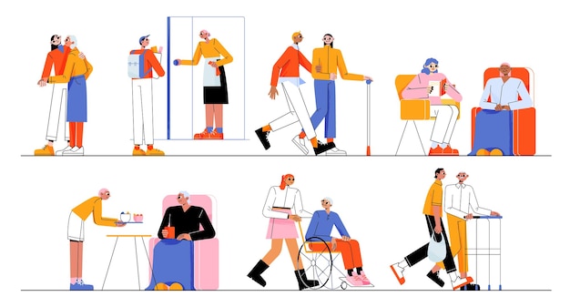 elder care and help concept senior people support